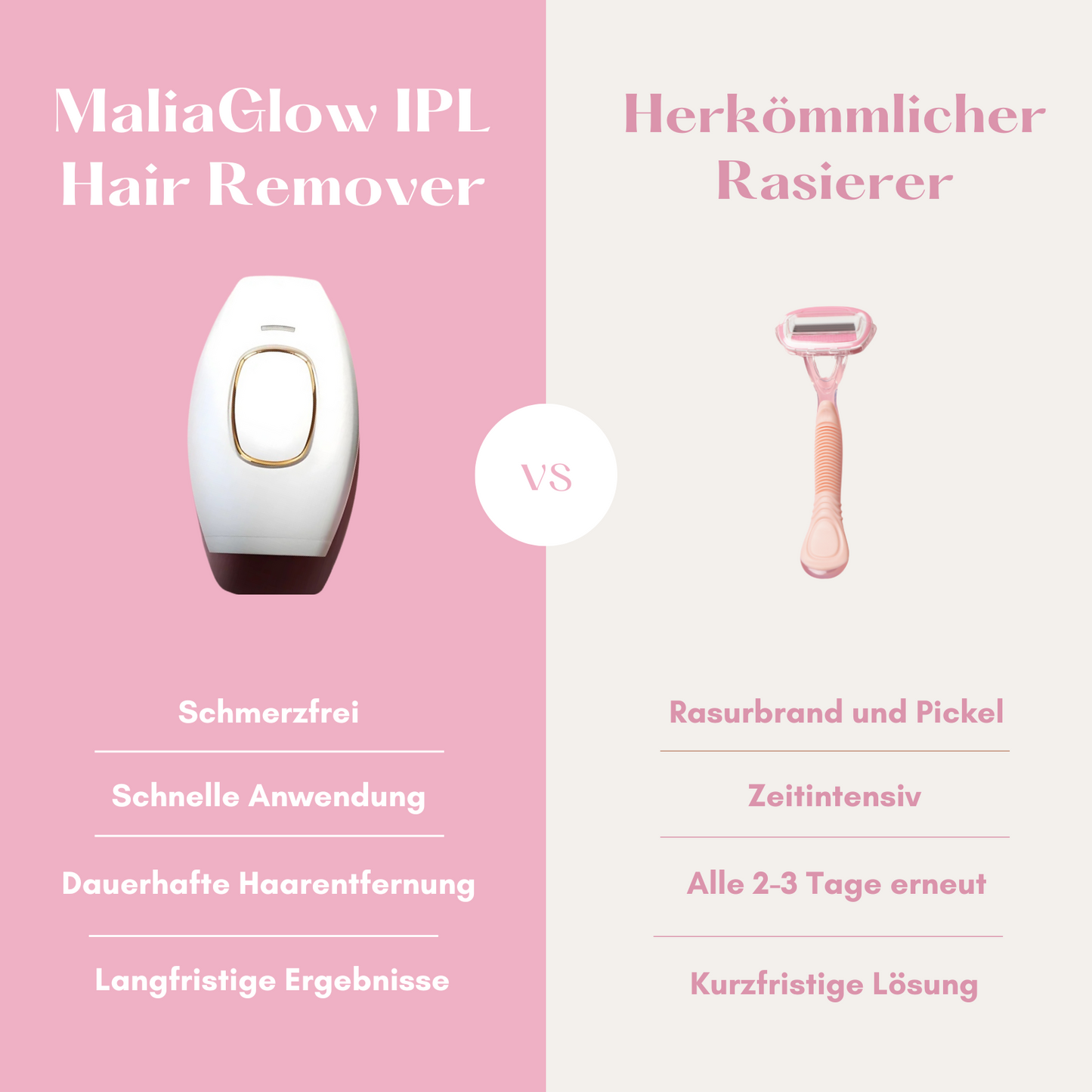 MaliaGlow IPL Hair Remover | Dauerhafte Haarentfernung für Zuhause